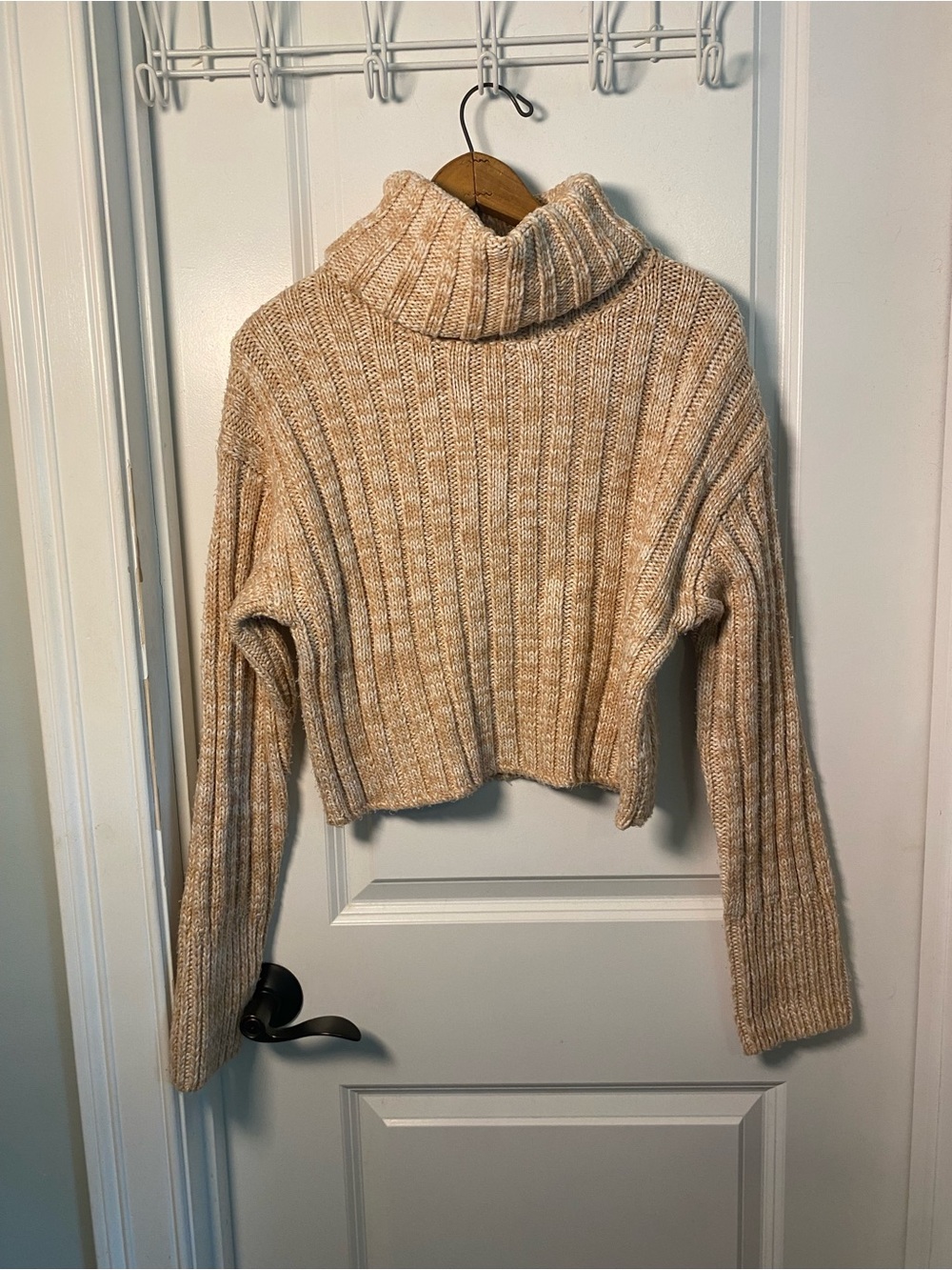 Urban Outfitters Cozy Cropped Turtleneck Sweater in Beige